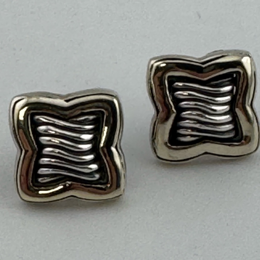 David Yurman 18k Sterling Quatrefoil Earrings.